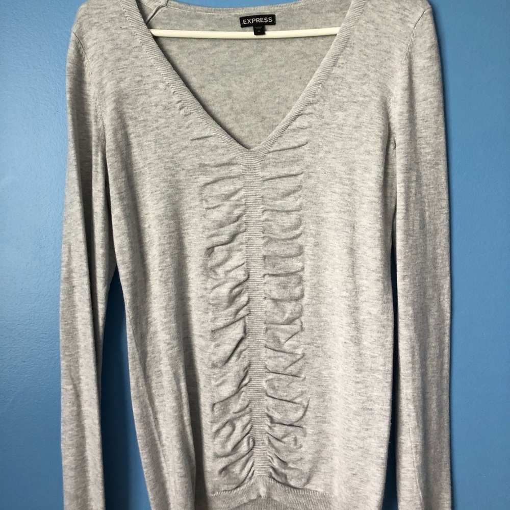 Gray v-neck sweater